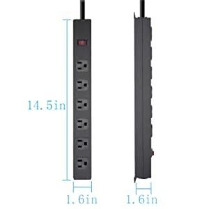 CF Master Power Strip with 6 Outlets, Black, 6 ft. Cord